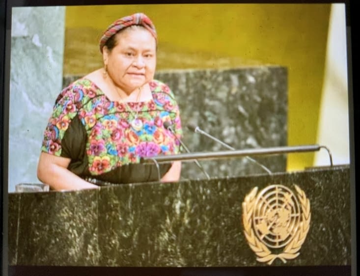 Rigoberta Menchu à la tribune de l’ONU