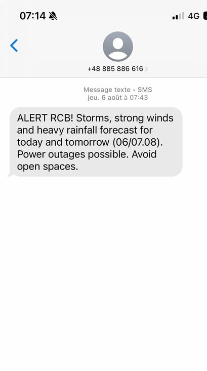 Certes nous avions reçu ce message sur notre téléphone.