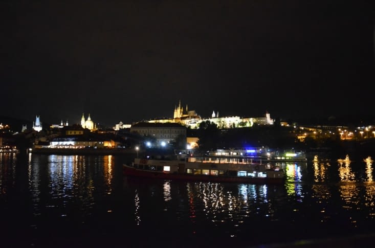 Vue du château depuis le Danube, de nuit