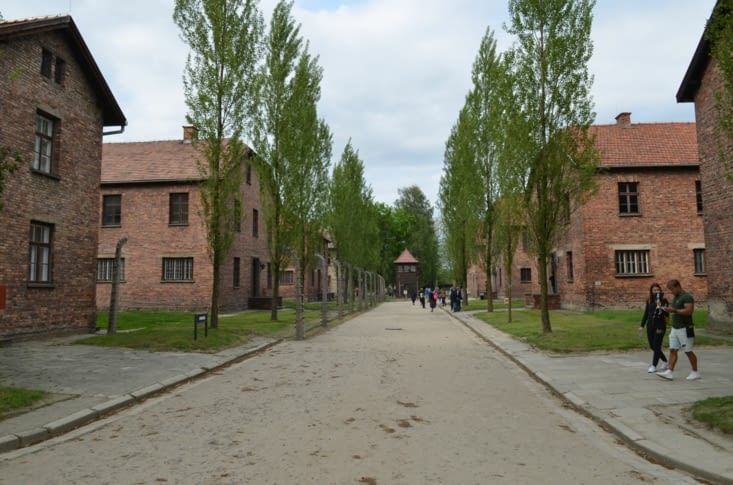 Allée principale du camp d'Auschwitz I