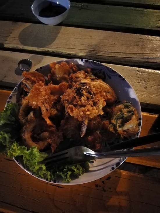 Puis dada nous a cuisiné le calamar façon tempura le soir même. Hummm...