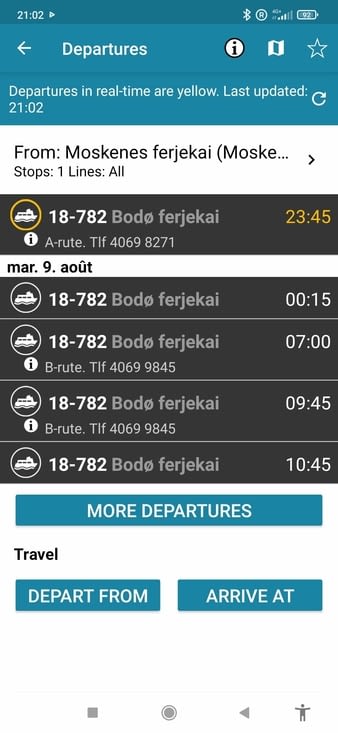 Départ 23h45, arrivée 3h15 à Bodö. Vive les vacances !