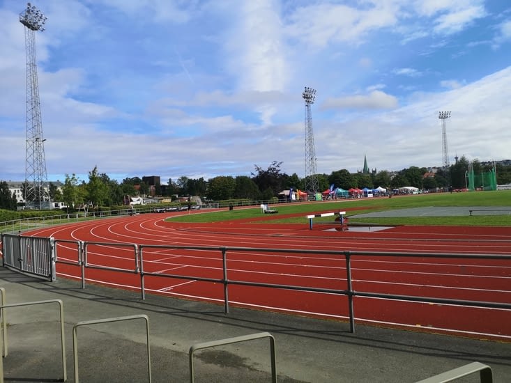Une compétition d'athlétisme a lieu dans le parc