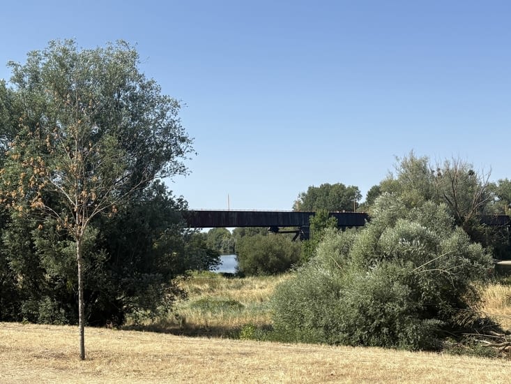 Le pont de fer sur l’Allier au sud de Moulins .
