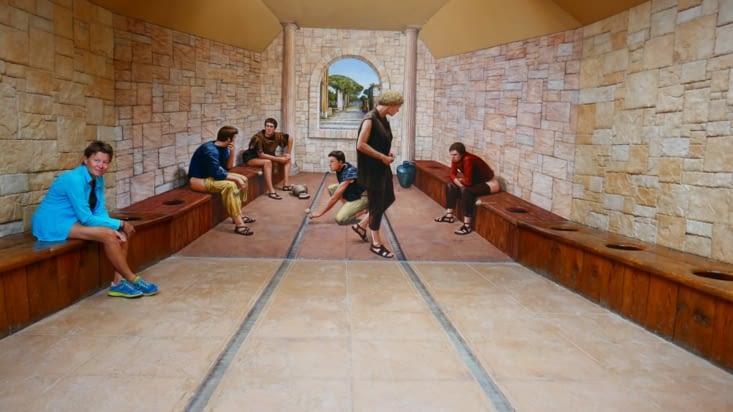 Trompe l'oeil dans les toilettes romaines