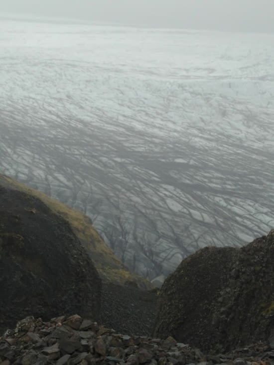 Vue sur la langue glaciaire depuis Skaftafell