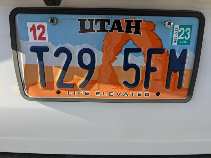Voici une plaque d'immatriculation de l'Utah 😉