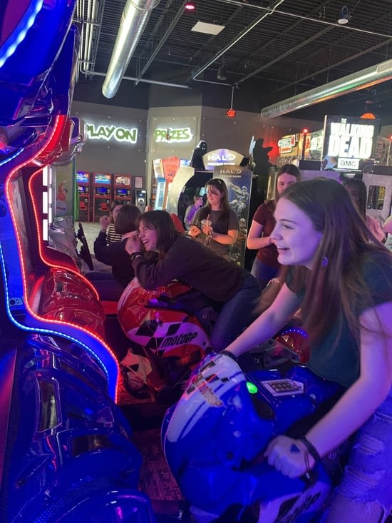 Arcade games before we played bowling