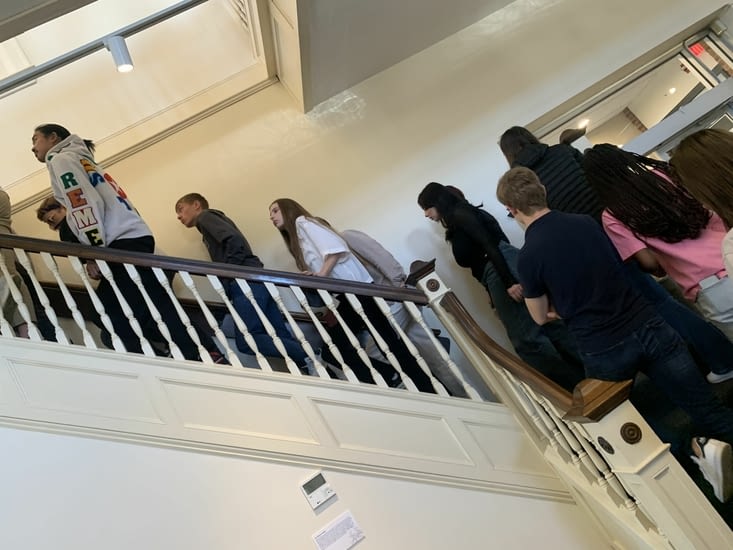 Up the stairs in the museum