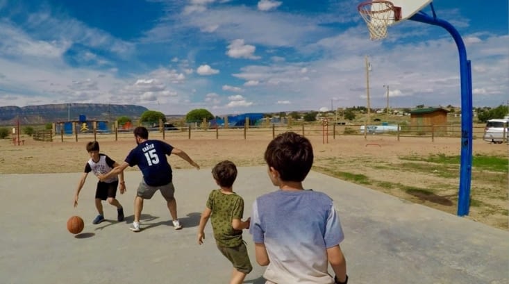 Premier 2 contre 2 with a view! Un des défis des vacances.