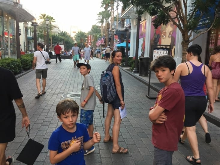 la rue pitéonne et brumisée de The Linq