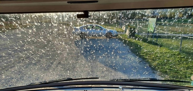 Notre pare-brise à la fin de la journée