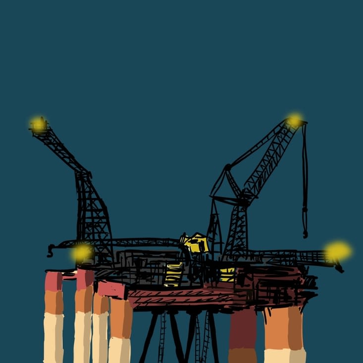 Plateforme pétrolière accostée dans le port de Frederikshavn