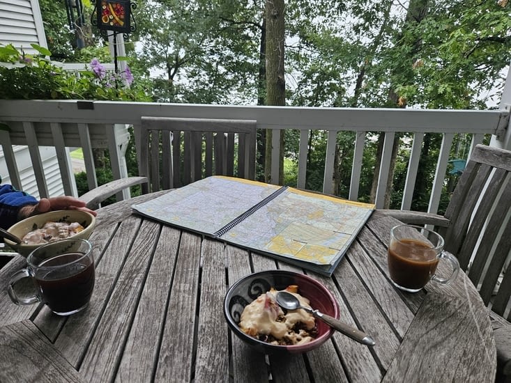 P'tit déjeuner en terrasse donnant sur le Mississipi