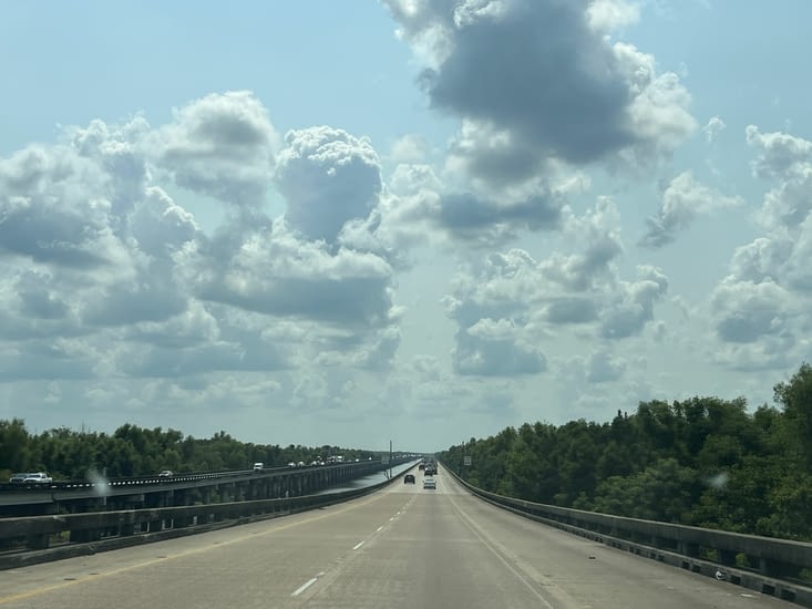 Direction Lafayette, entourés de Bayou