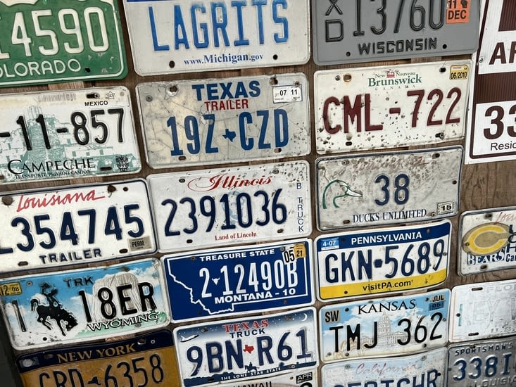 Les plaques d'immat aux US