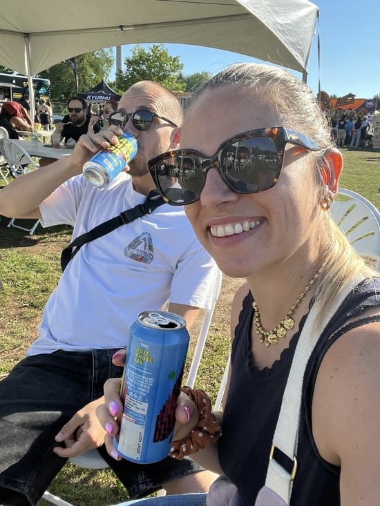 Notre premiere biere bien meritée !
