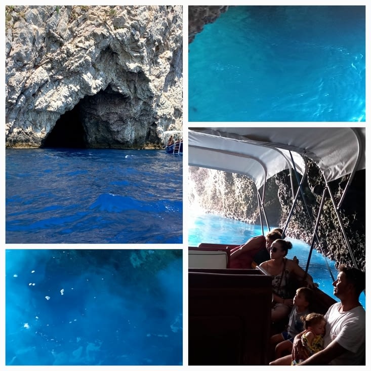 La grotte azurra, l'eau de la grotte est toute bleue.