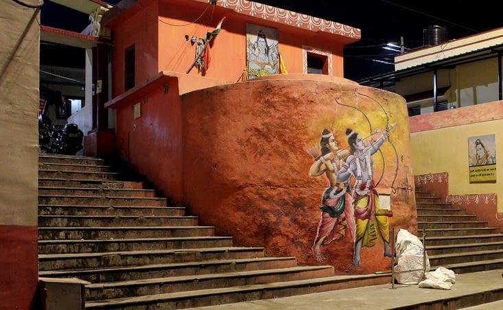 Un magnifique mur peint sur les ghats