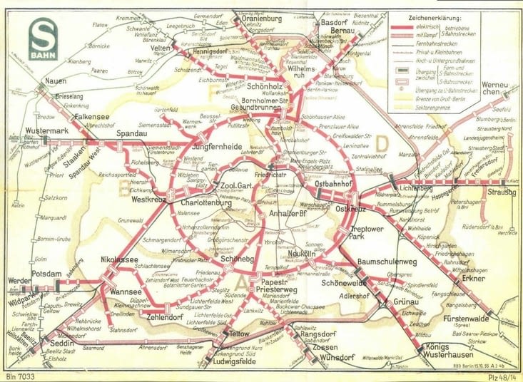 Plan du réseau S-Bahn de l’Est en 1955.