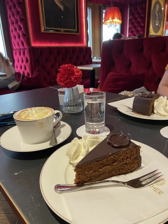 Petite pause obligatoire pour goûter 2 spécialités : le café viennois ☕️ et la «  torte »