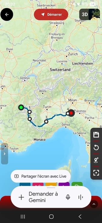 La route finalement suivie...