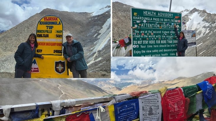 Khardung La, à 5359m d'attitude, l'air est frais mais pas trop chargé en oxygène