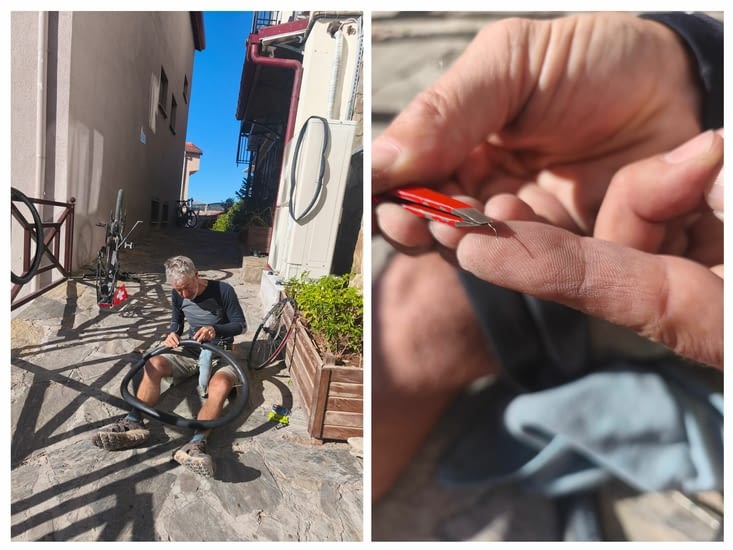 Atelier réparation à cause d’un filin de fer de 7mm caché dans la carcasse !