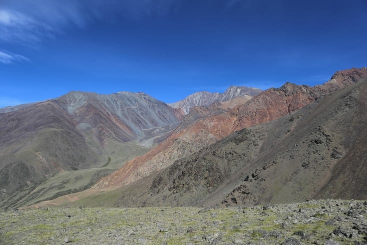 Dégradé de vert sur ciel bleu