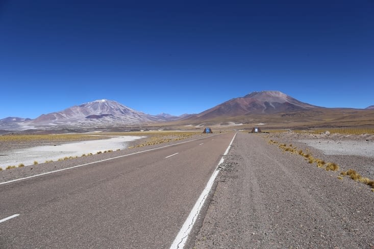 Arrivée à la douane argentine sur fond de sommets à 6000 m et plus !