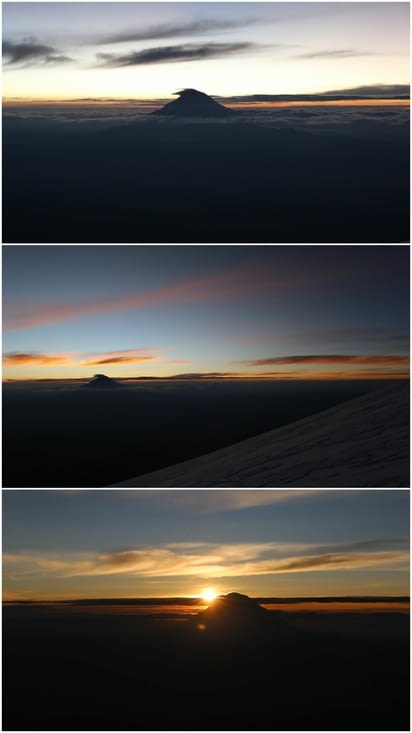 Lever du jour sur le Sajama depuis le Parinacota
