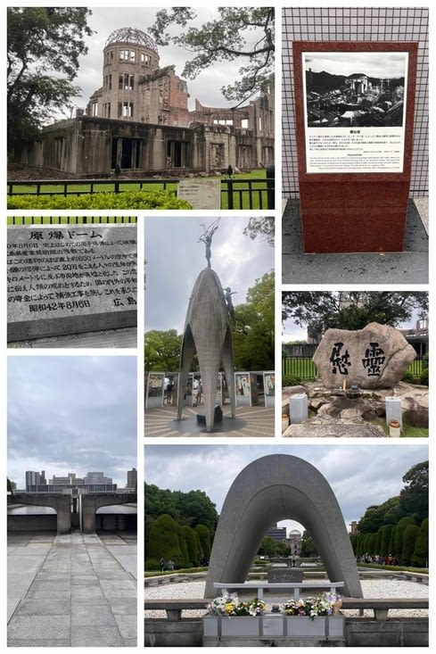 Dôme de la bombe-A, hypocentre, flamme de la paix et monument des enfants
