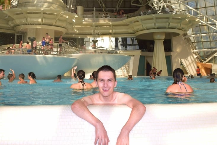 En train de prendre le bain