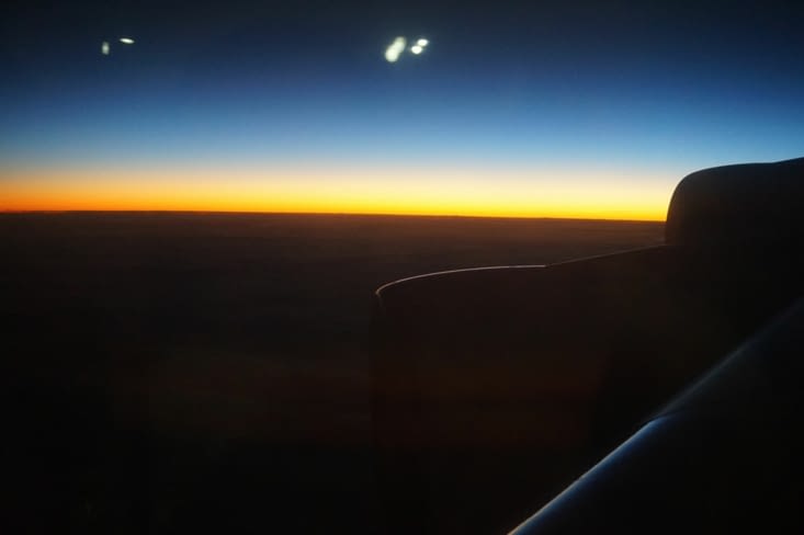 Coucher de soleil durant le vol pour Melbourne