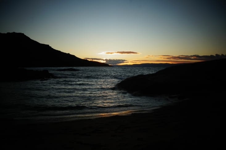 Coucher de soleil à Honeymoon Beach !
