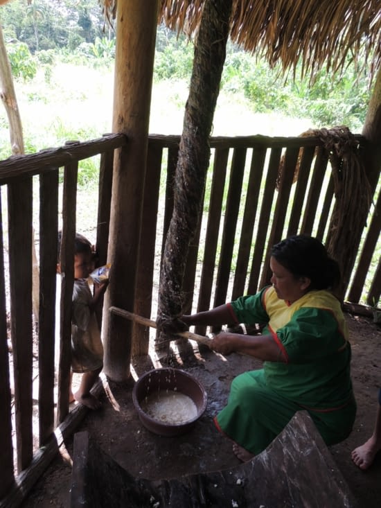 Il est ensuite pressé très fort dans des feuilles de palmier