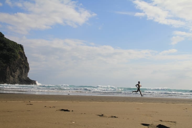 Running on the empty beach