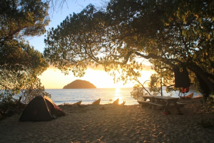 The campsite at sunset