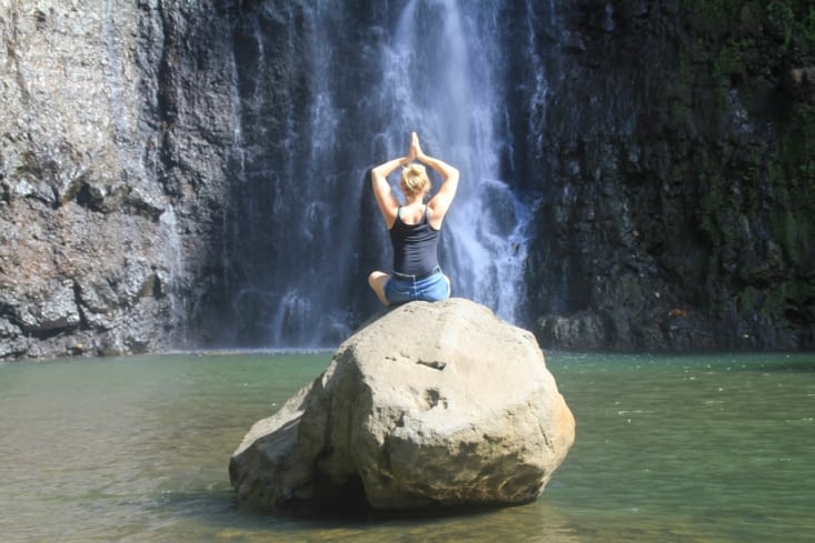 Zen attitude in the waterfalls