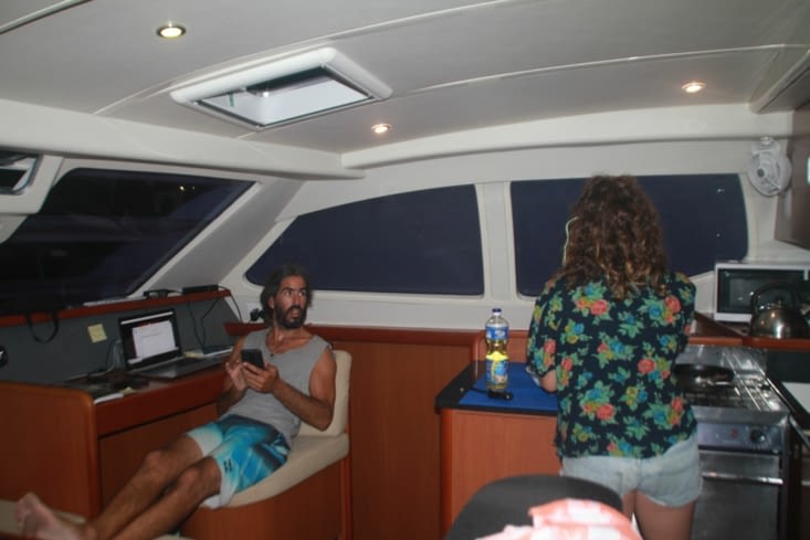 In the marina on my Israeli friends' Catamaran