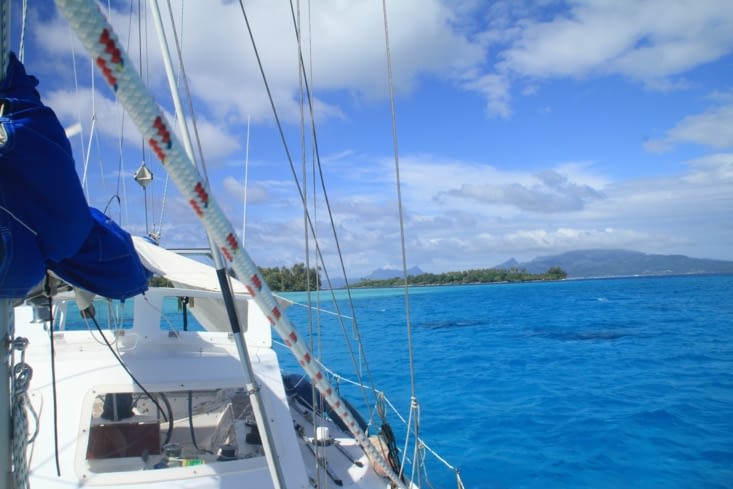 Sailing on the turquoise lagoon