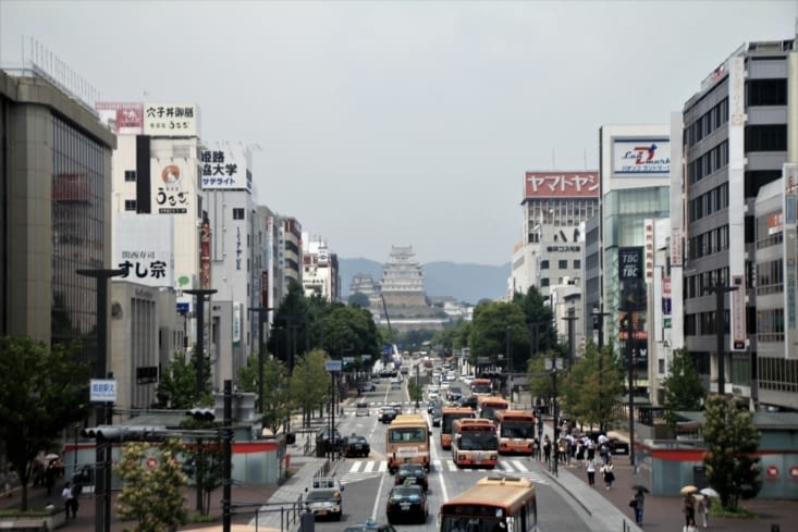Himeji Castle in the far