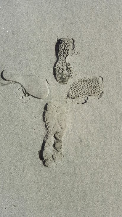 Feet prints on the sand