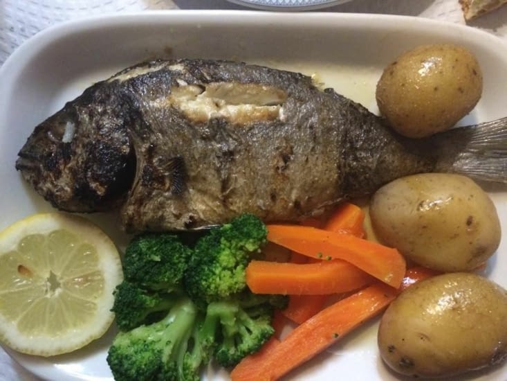 Notre délicieux poisson!!! pas de photos des gambas!!!