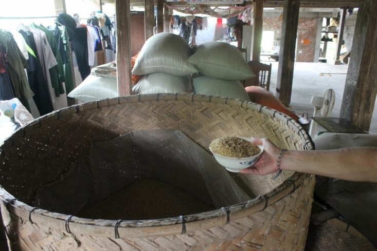 Stockage du riz chez la famille