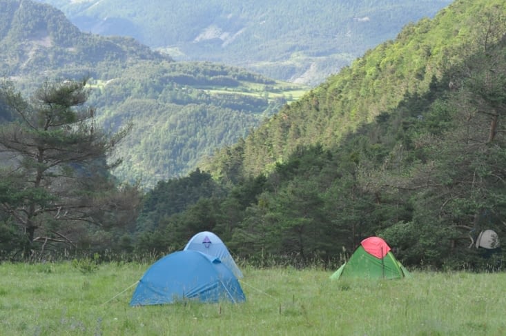 Manon's tent, right in front of the Alps !