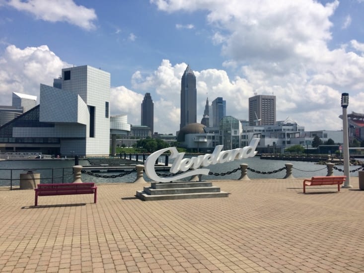 Cleveland vu depuis le Voinovich Bicentennial Park