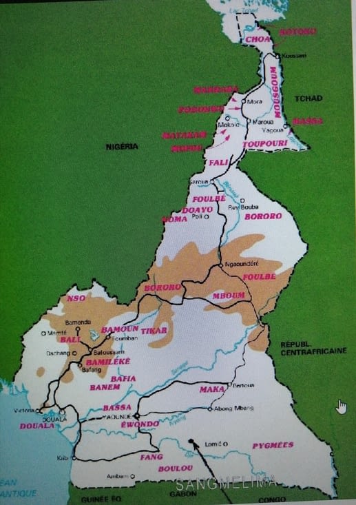 Carte de la répartition des ethnies au Cameroun