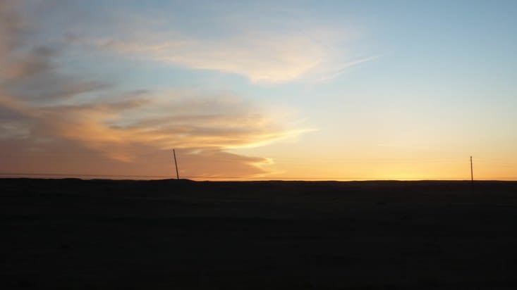 Crépuscule sur le désert de Gobi
