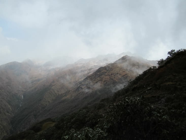 le brouillard à notre arrivée au sommet dans l'après midi